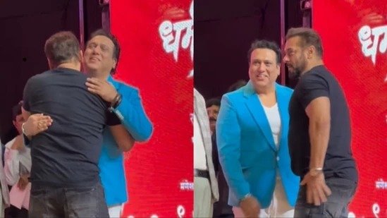 Salman Khan does a little dance as he hugs Govinda at trailer launch event of Dharmaveer 2, greets Jeetendra too